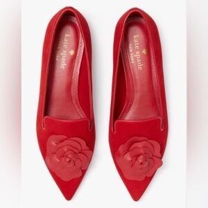 RARE Kate Spade Suede Red Rose Flats